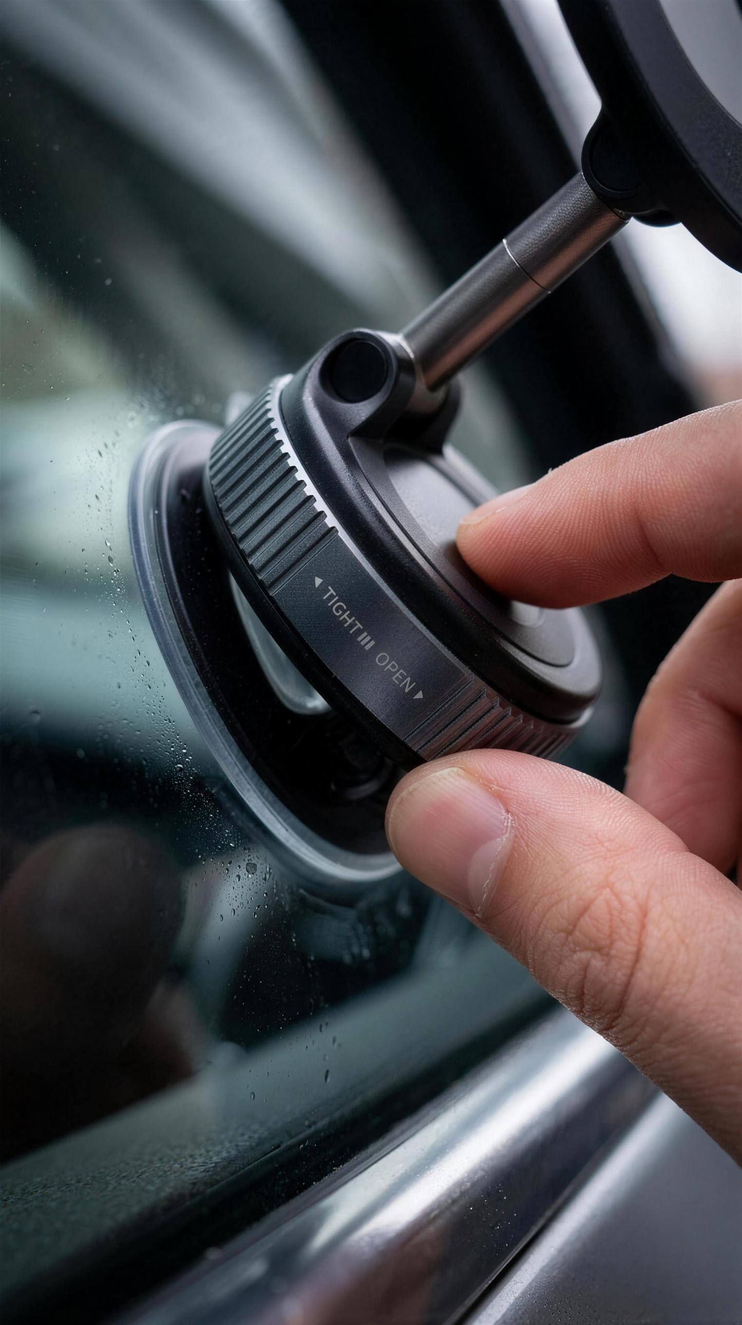 Close-up of MagSeal twist-lock suction base and magnetic ring