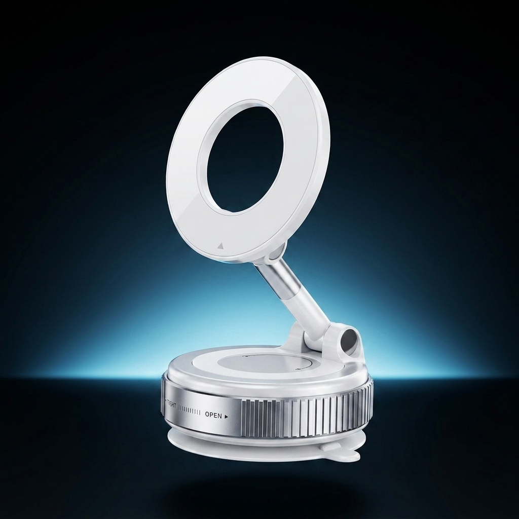 MagSeal magnetic phone mount in white, premium studio hero shot